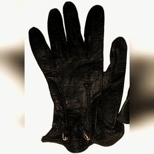 Lambskin Leather Driving Gloves with Brass Charms & Sleek Fitted Style, XS